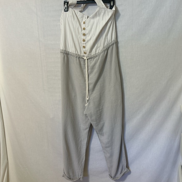 lilka Pants - Gray and White Halter Jumpsuit